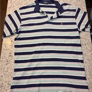 Ralph Lauren Striped Polo Shirt - Navy, Light Blue, White